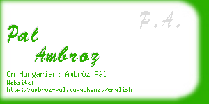pal ambroz business card